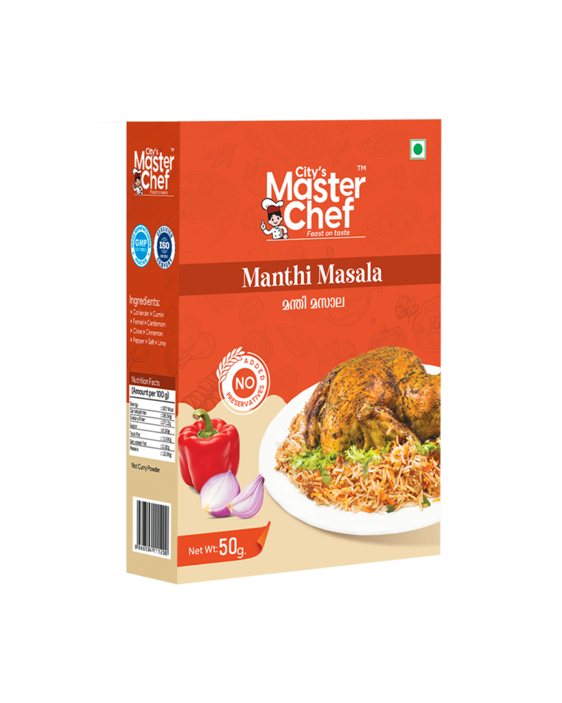 Best Manthi Masala – City’s Master Chef 50g spice pack with chicken manthi and rice.